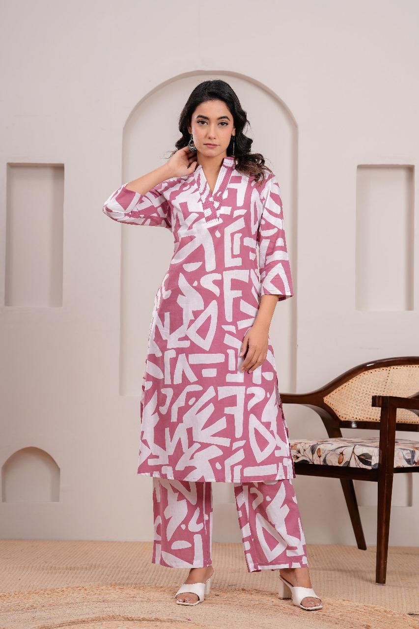 Smart cotton V neck co ord