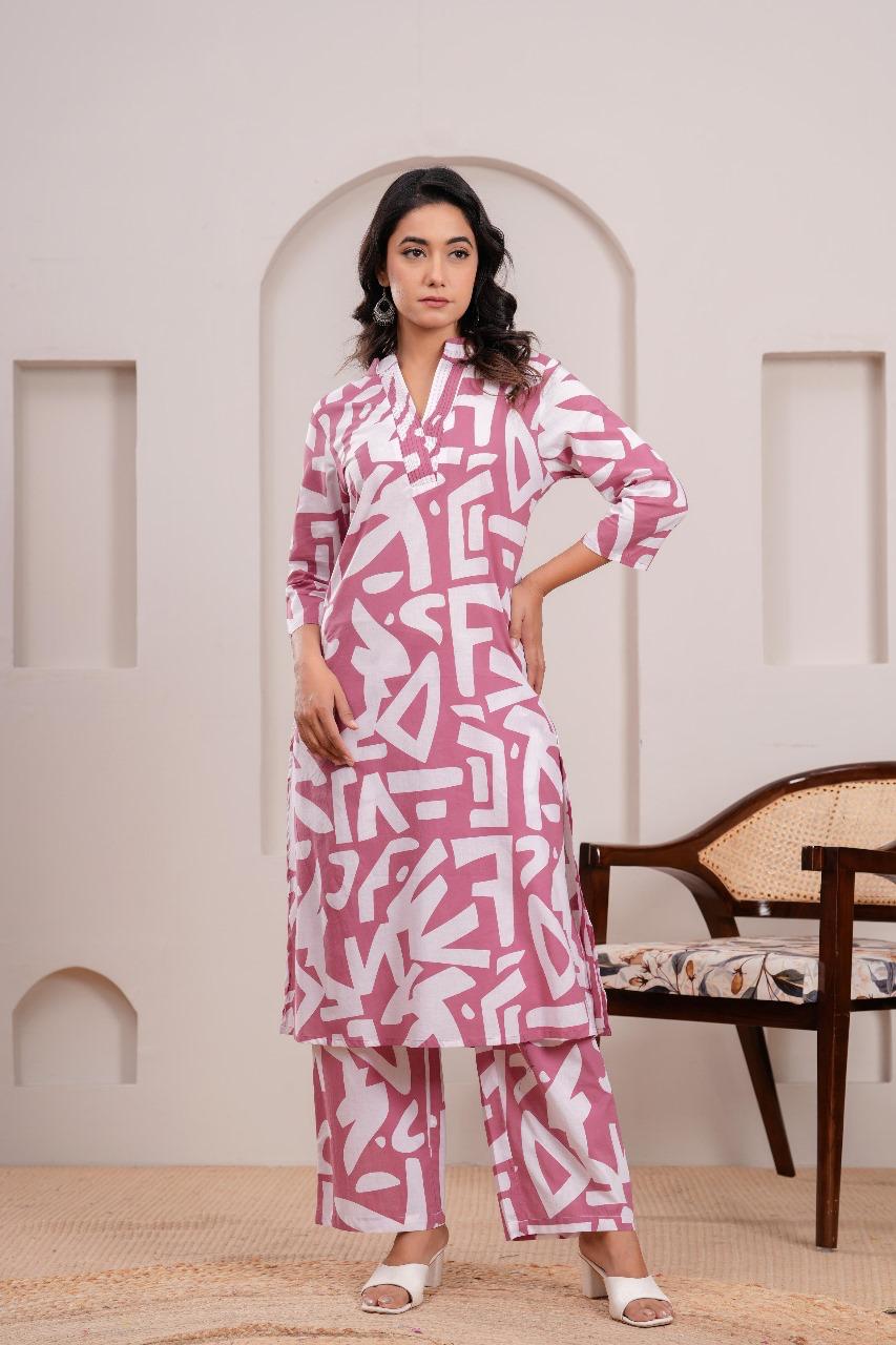 Smart cotton V neck co ord