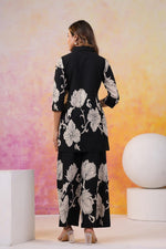 Pure cotton digital printed co ord set in black