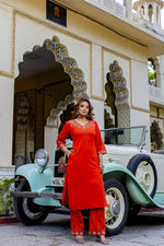 Pure cotton embroidered kurta pant