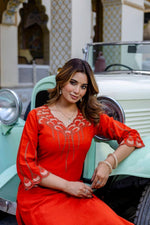 Pure cotton embroidered kurta pant