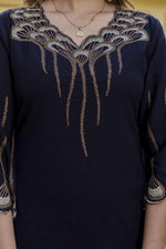 Pure cotton embroidered kurta pant in black
