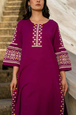 Smart embroidered culottes kurta pant in pink