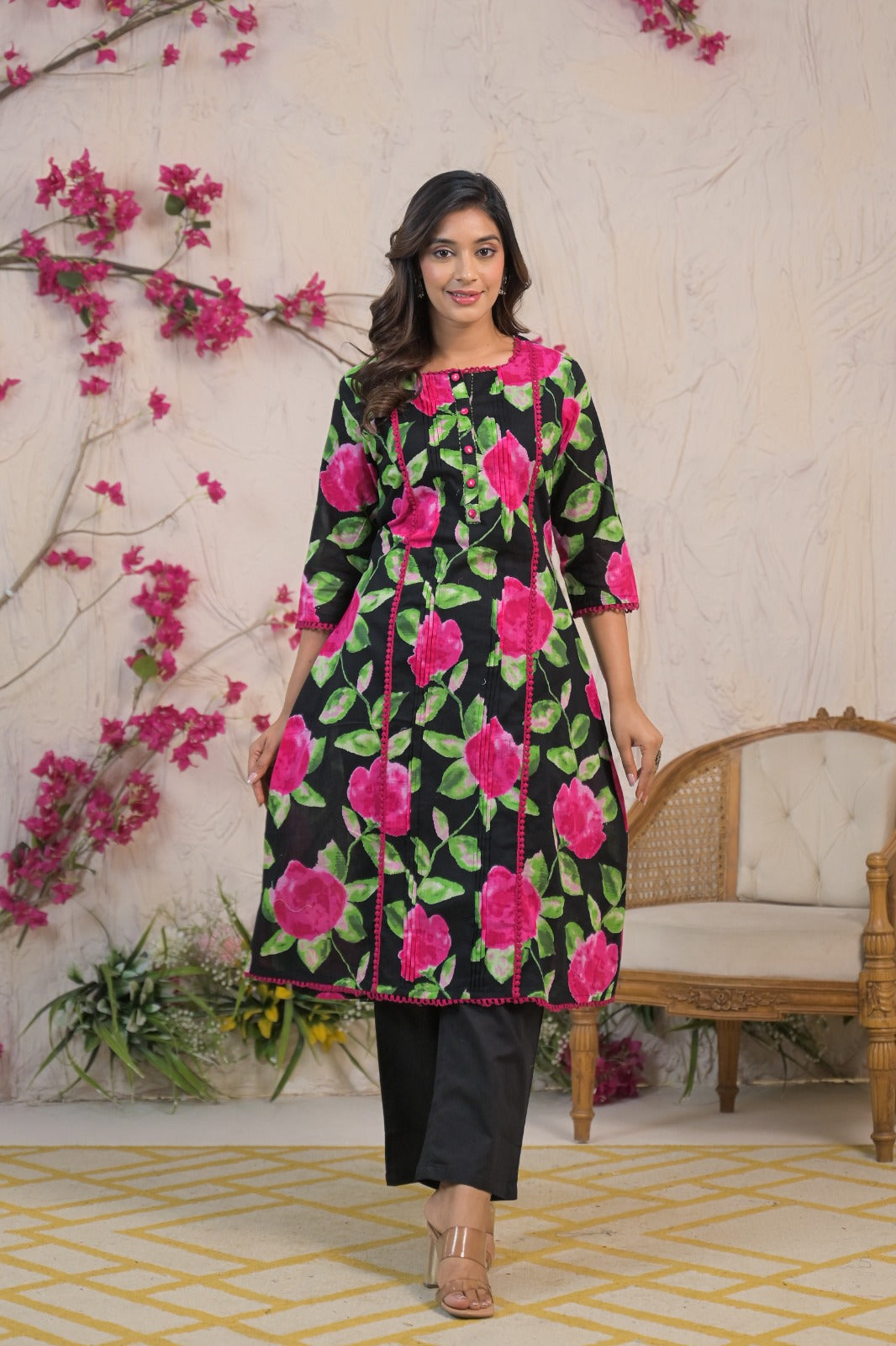 Smart cotton digital printed kurta pant