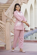 Smart embroidered cotton co ord set
