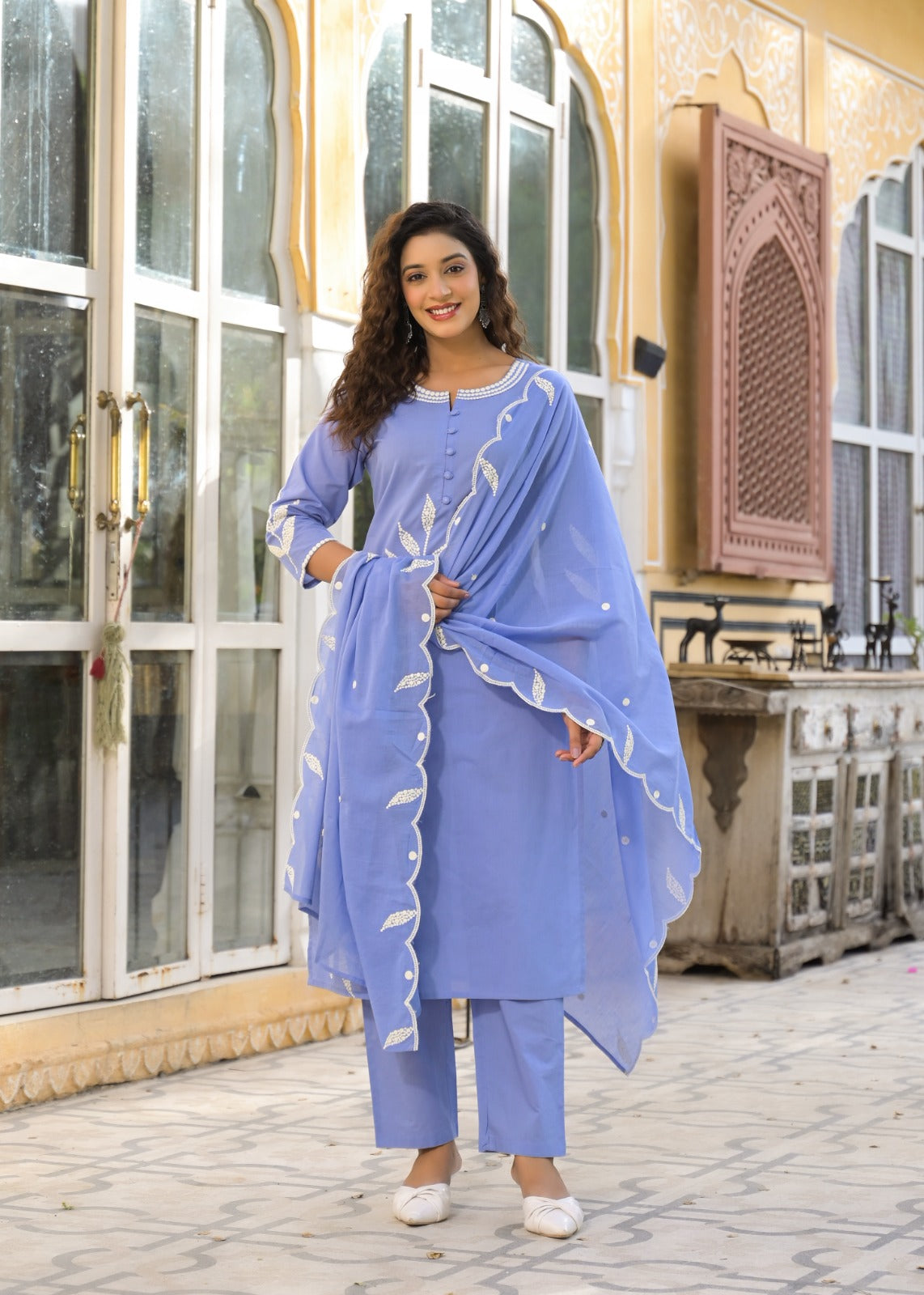 Super premium cotton embroidered suit set