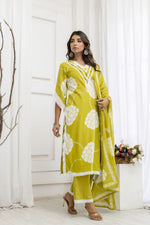 Stylish super elegant cotton suit set with lace detailing