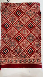Gaji ajrakh stall dupatta in red( print may vary)