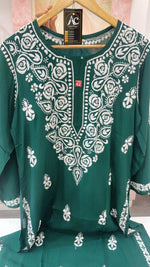 Premium modal cotton chikankari kurta in green