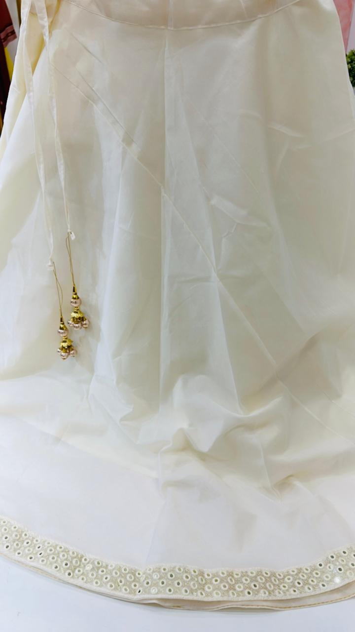 Chanderi silk lining skirt in white