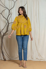 Gorgeous cotton short top in yellow