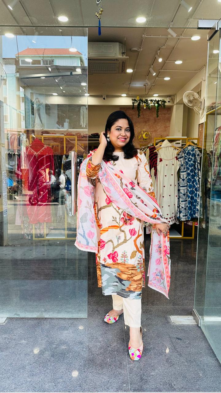 Pretty cotton lining suit set true to size