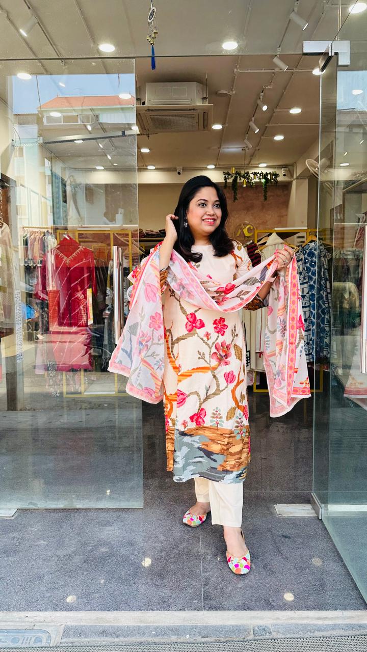 Pretty cotton lining suit set true to size