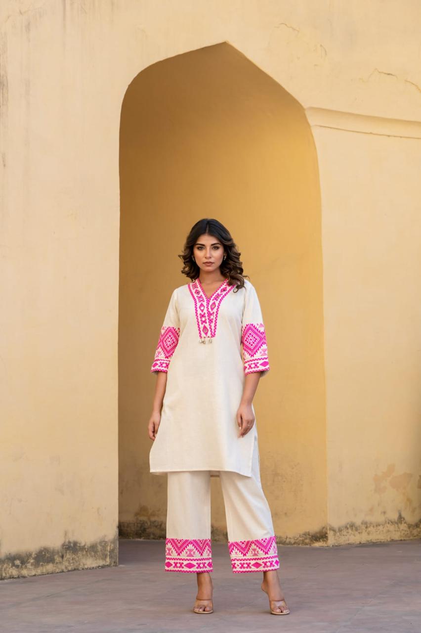 Wow wow flex cotton designer kurta pant in hot pink