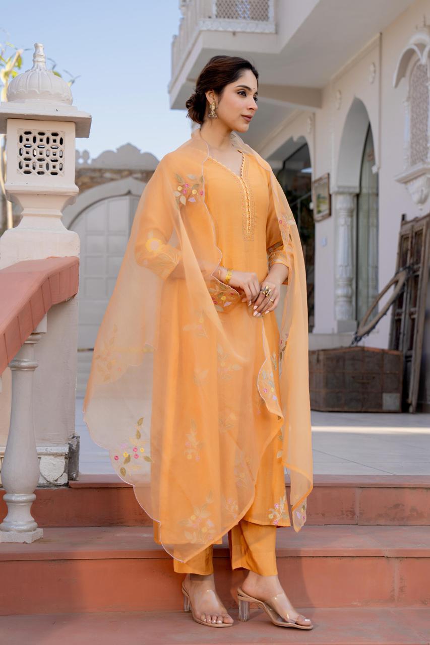 Super pretty Mul Chanderi suit set