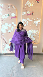 Best selling is restocked on high demand ! Pure cotton embroidered suit set in purple