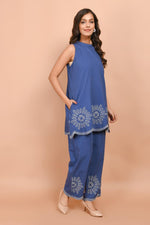 Smart sleeveless embroidered co ord set slight slim fit Smart sleeveless embroidered co ord set slight slim fit