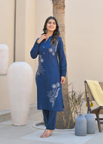 Smart embroidered cotton kurta pant