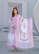 Premium gown with lining and dupatta in pink