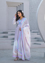 Premium gown with lining and dupatta in blue