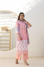 Cotton lace detailing suit set in pink