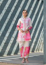Smart cotton digital printed co ord set in pink