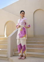 Smart cotton digital printed co ord set in purple