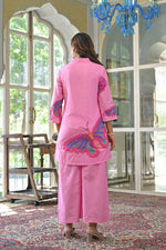 Smart cotton butterfly digital printed co ord set in pink
