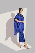 Mul silk digital printed co ordin blue