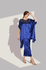 Mul silk digital printed co ordin blue