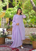 Gorgeous lavender colour embroidered suit set