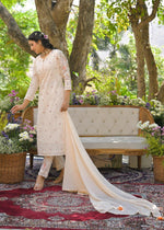 Gorgeous almond colour embroidered suit set