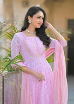 Pretty georgette fully embroidered lining Anarkali suit comfort fit