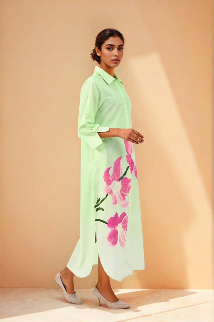 Smart shirt digital printed floral one piece