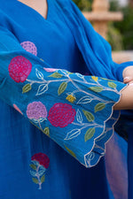 Super pretty embroidered Mul Chanderi in blue