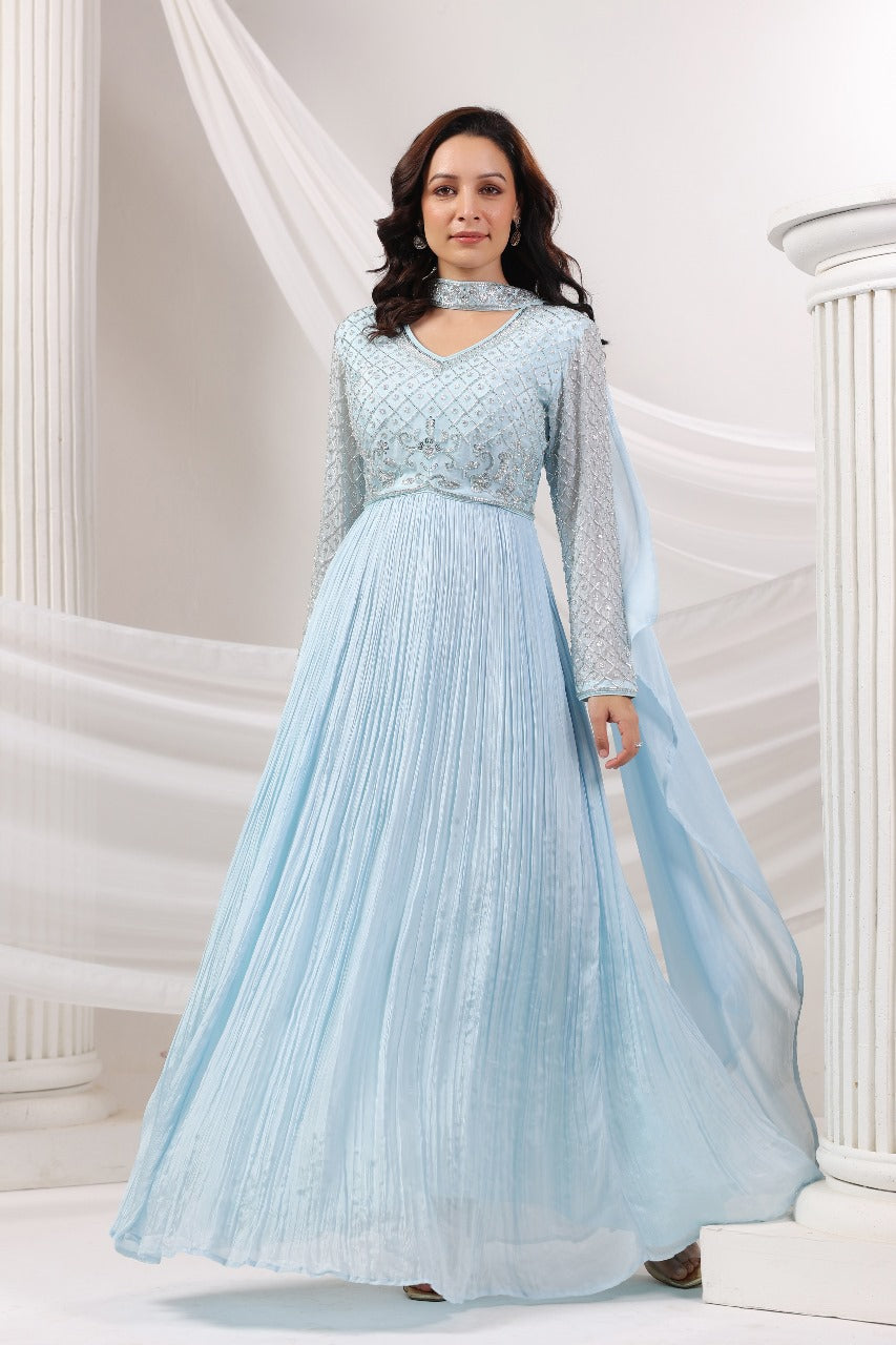 Stunning embellished chinon gown