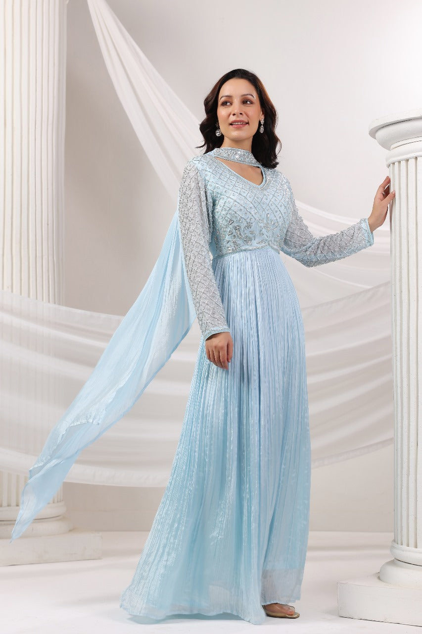 Stunning embellished chinon gown