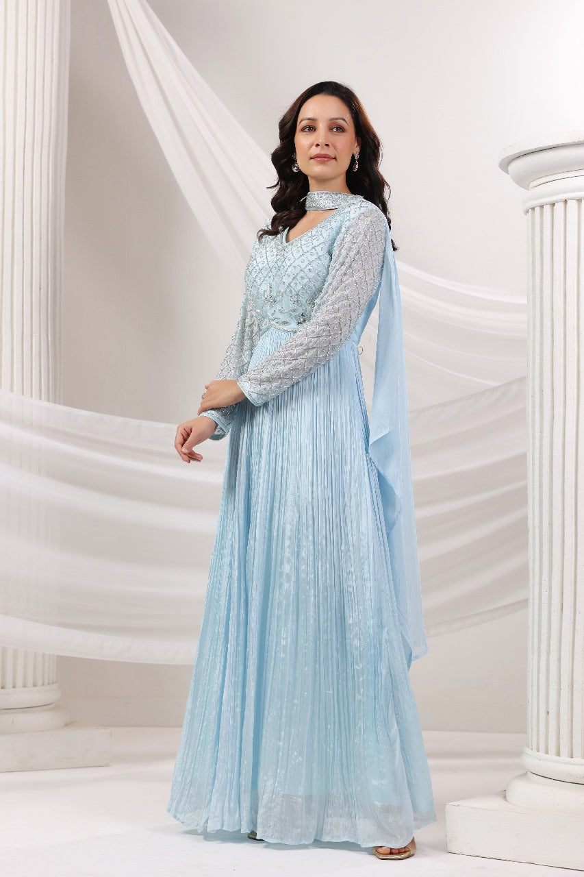 Stunning embellished chinon gown