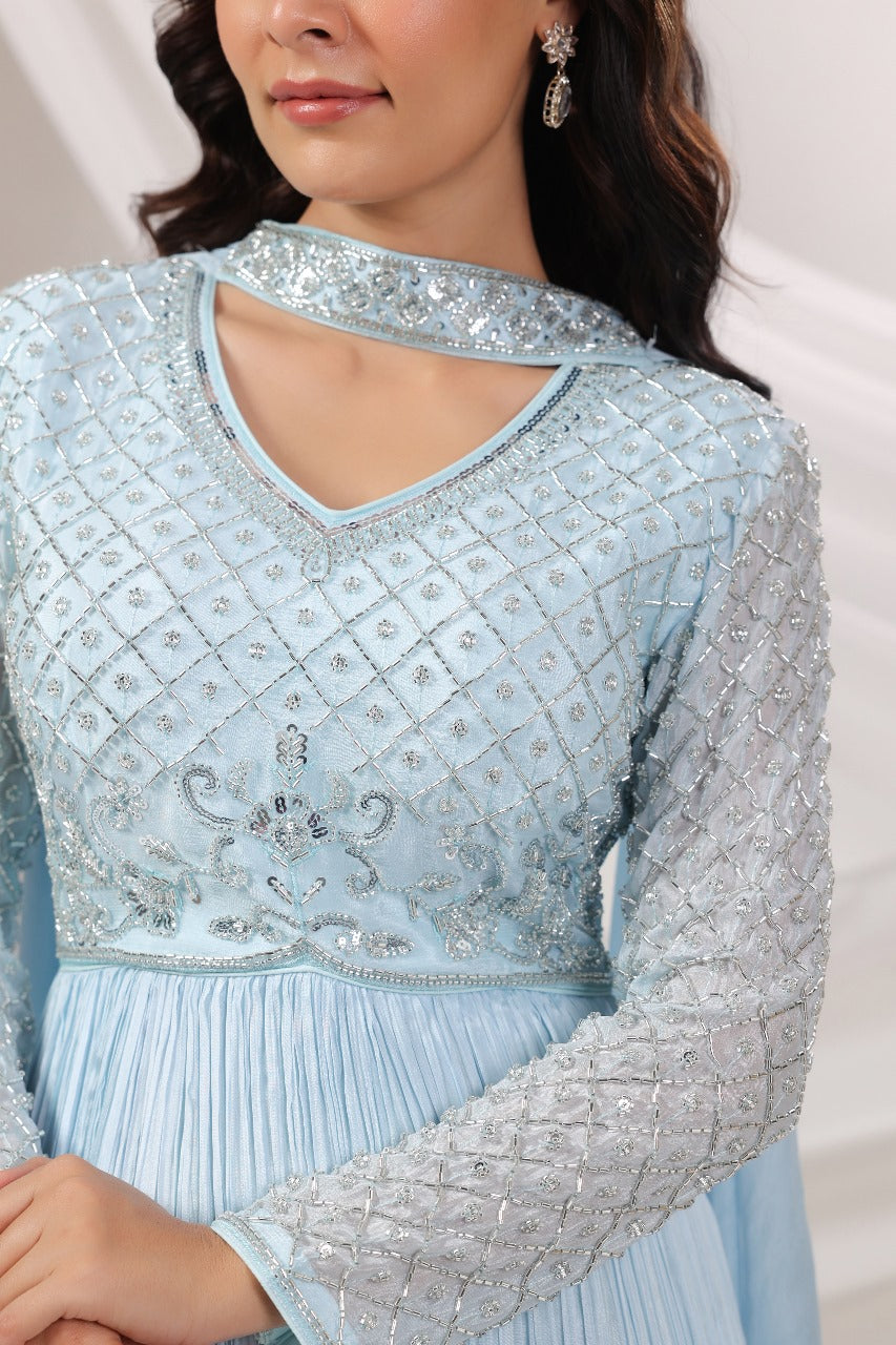 Stunning embellished chinon gown