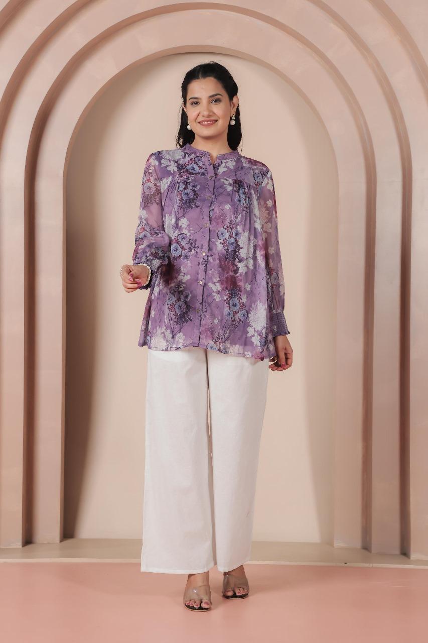 Pretty pretty shiffon short top in purple