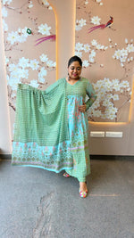 Alia cut Churi sleeves full suit set in blue