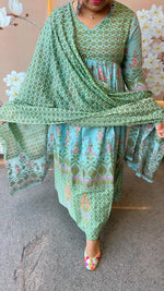 Alia cut Churi sleeves full suit set in blue