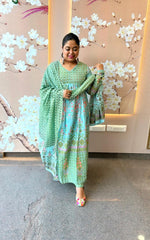 Alia cut Churi sleeves full suit set in blue