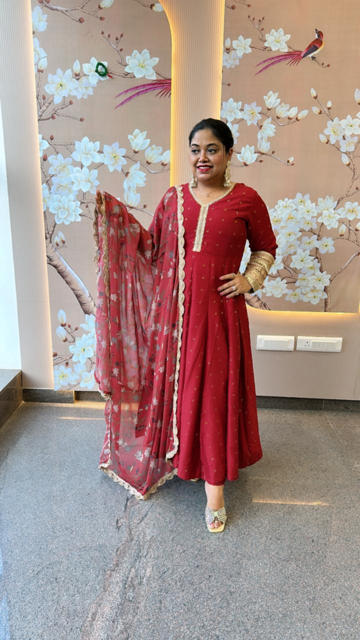 Premium silk celebrity inspired outfit Anarkali suit set