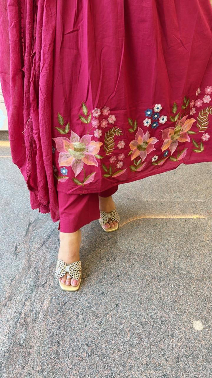 Restocked the best seller pure cotton full suit set in wine