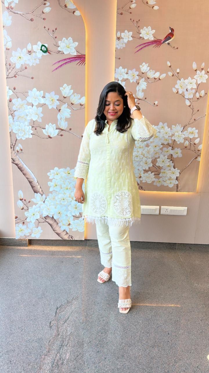 Pretty Shifli lining co ord set in green