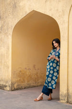 V neck cotton mandala art inspired kurta pant