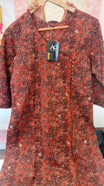 Ajrakh printed Angrakha neck cotton kurta