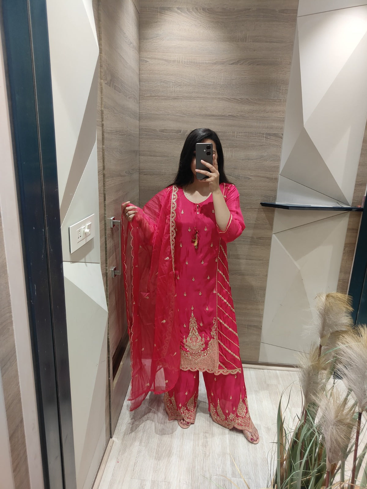 Viscose silk kurta and pant fully Zari embroidered paired with an orgenza dupatta