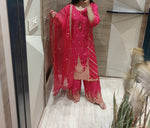 Viscose silk kurta and pant fully Zari embroidered paired with an orgenza dupatta